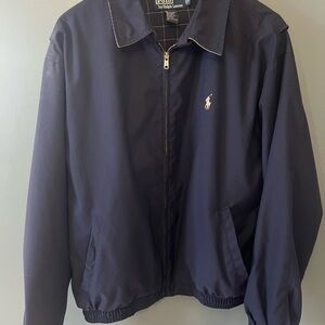 Ralph Lauren Blue Lightweight Shirt Jacket with Embroidered Logo